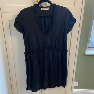 Drop Waist Black Ruffle Dress